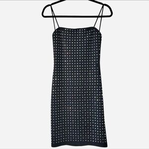 B. Smart Applique Black Mini Party Dress Sparkle Rhinestone Diamonds